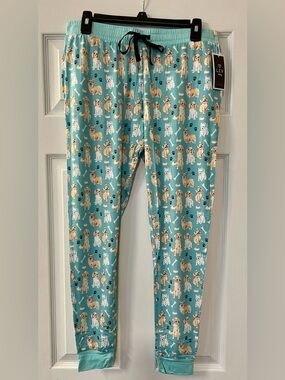 NWT Blue Bamboo Adult Dog Print Joggers / Pajama Pants Size Small